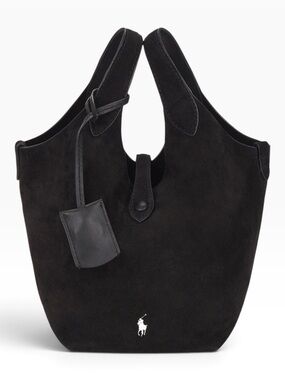 Ralph Lauren Polo Play Black Small Suede Tote Bag